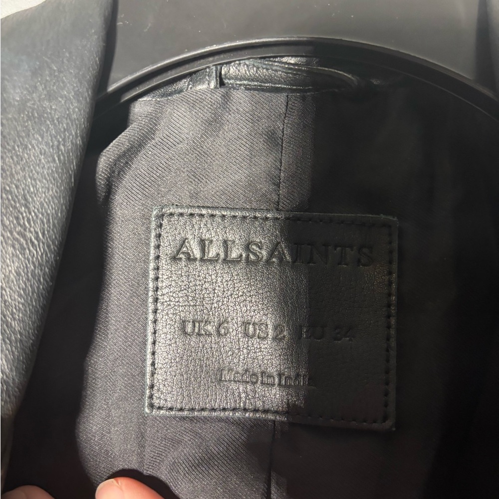 Allsaints Dalby Lamb Leather Moto Jacket Women’s Size 2 - Picture 6 of 8